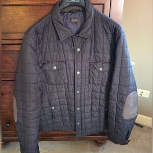 Tasso Elba Puffer Jacket Snap Up Elbow Patches Designer Preppy